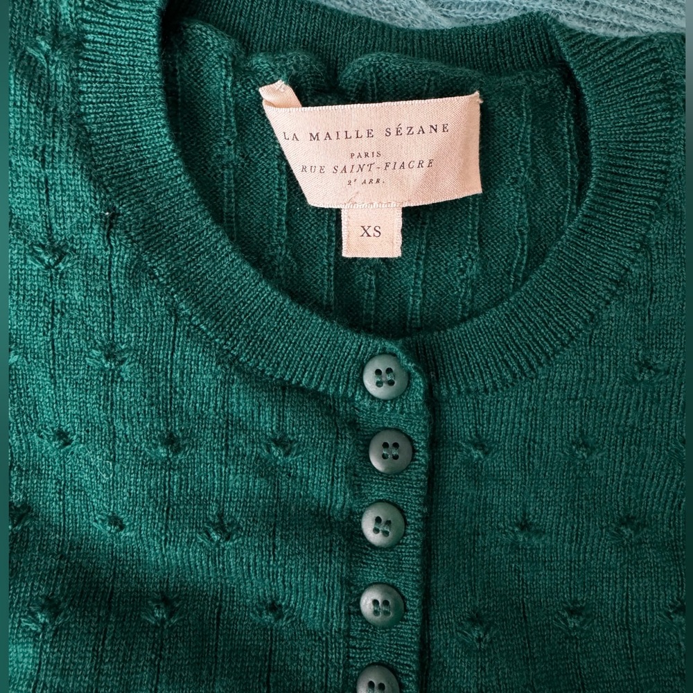 Sezane Zoe Emerald Green Merino Sweater XS - Picture 4 of 6